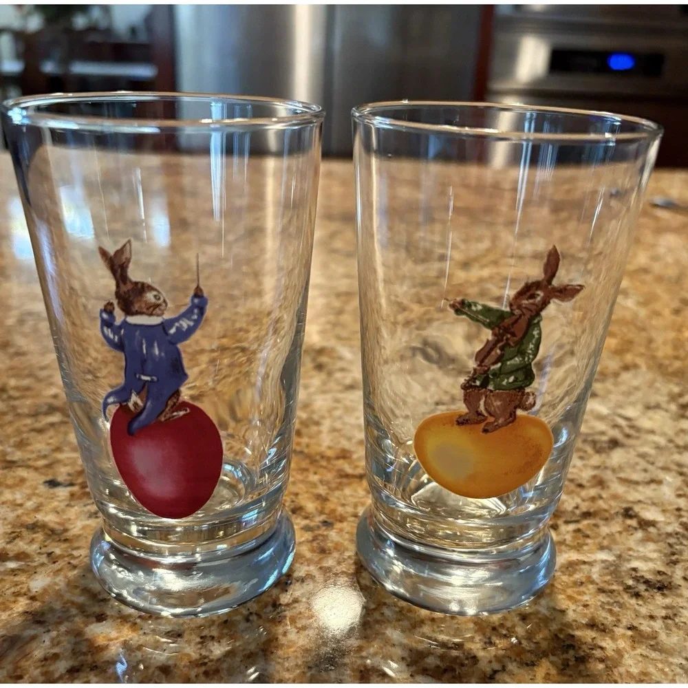 Peter Rabbit Williams Sonoma Bunny Easter Egg Brunch‎ Glasses 5